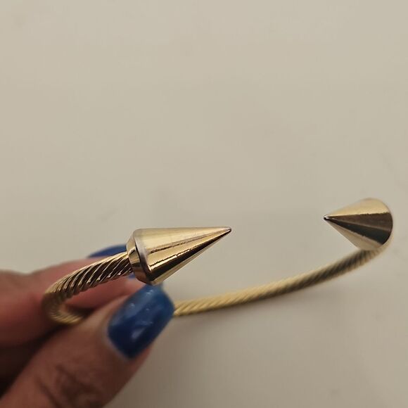 Gold Twisted Open Cuff Bracelet - Picture 11 of 16